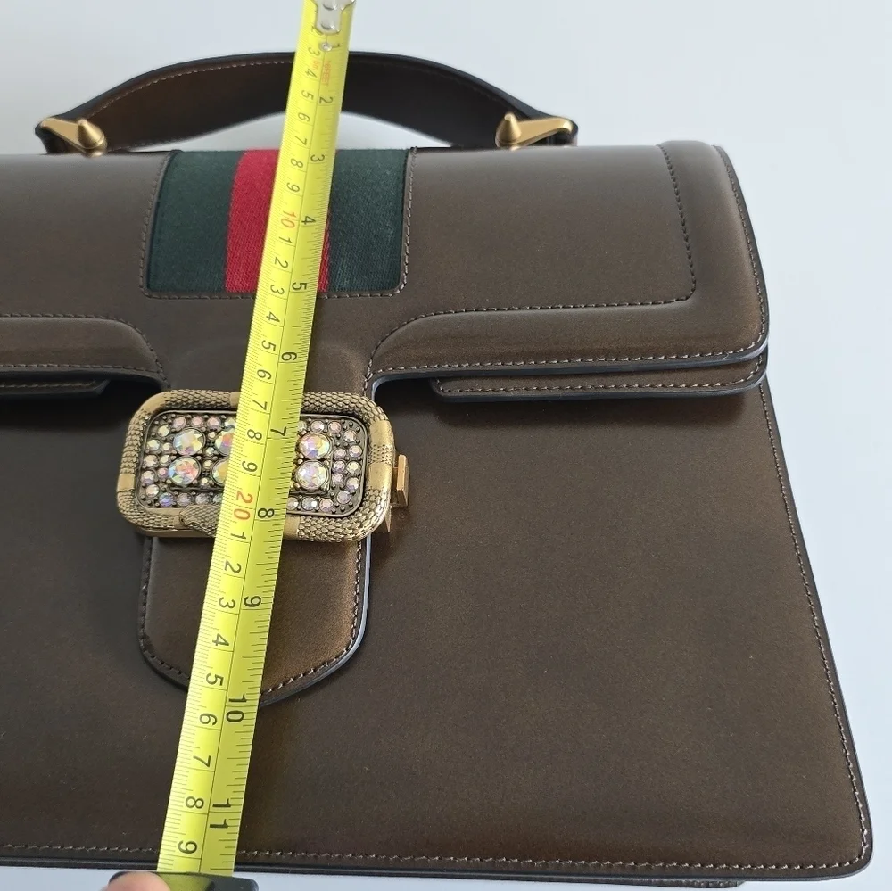 Gucci Leather Handbag Women's Brown Medium Borsa Snake Dustbag New - Picture 6 of 16